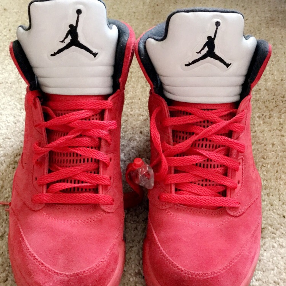 Size 13 Nike Air Jordan 5 Red Suede Shoes